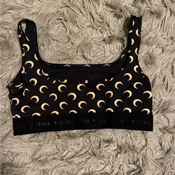 Marine Serre Black and Cream Crescent Bralette - Picture 1 of 3